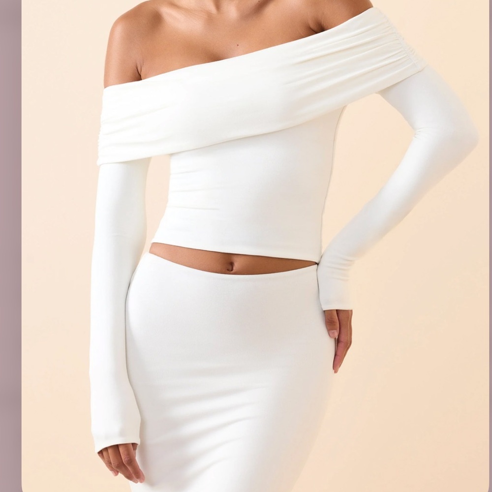Oh Polly Off-Shoulder White Crop Top